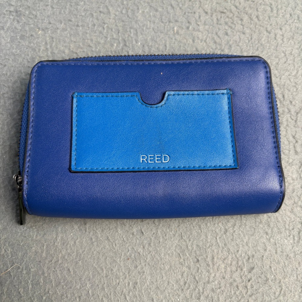 Reed Krakoff Two-Tone Blue Leather Bifold Zip Around Wallet